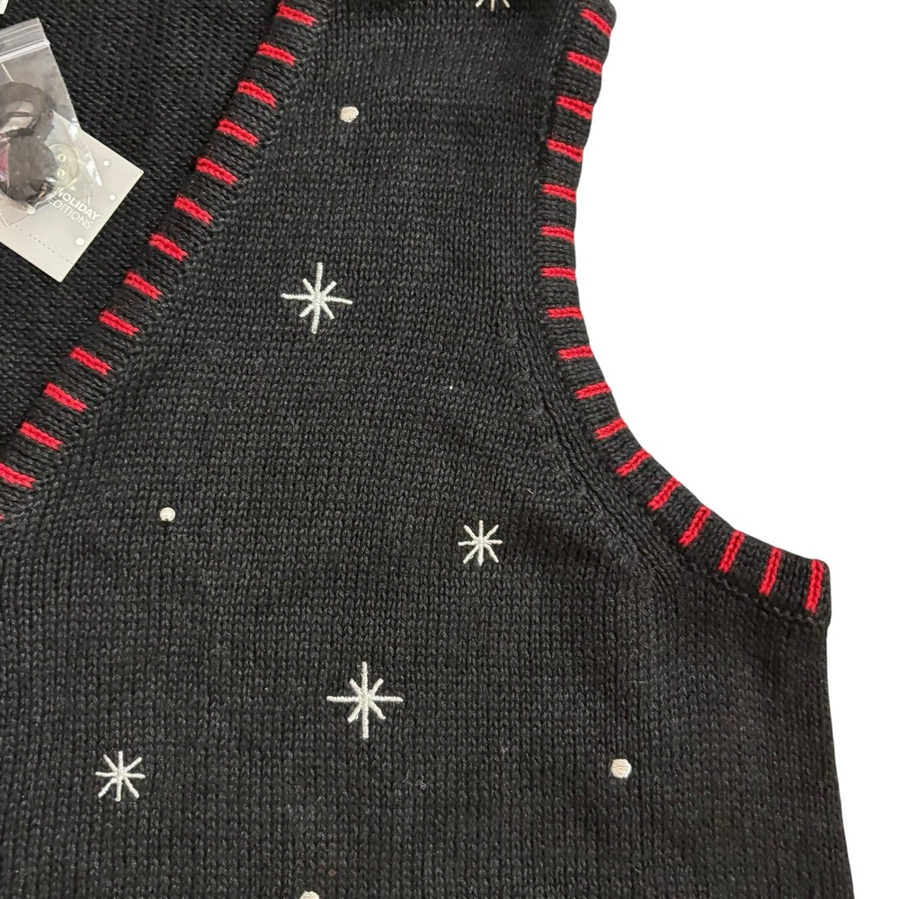 VTG Holiday Editions Christmas Sweater Vest Embroidered Womens 2XL Snowman Sled - Picture 7 of 9